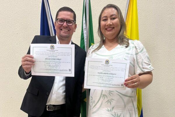 RIO SONO: Diplomação da prefeita eleita Valdéia e do vice Willian é realizada pela Justiça Eleitoral